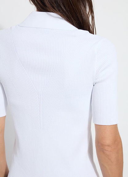 Kenzie Ribbed Knit Polo White