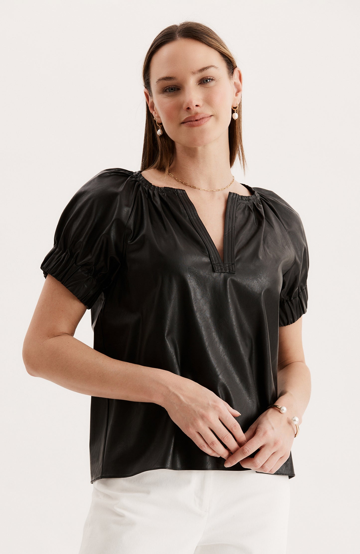 Skylar Vegan Leather Black Top