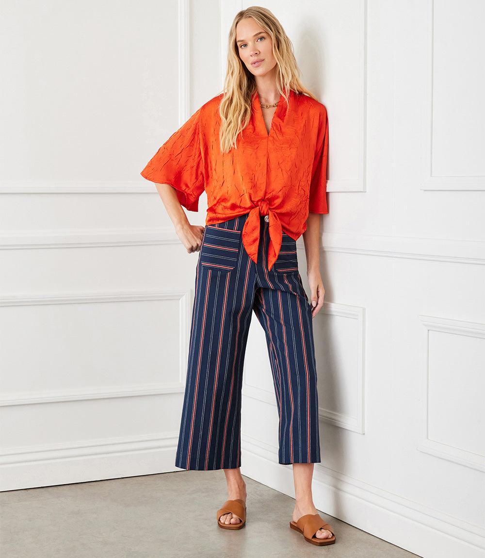 Striped Cropped Wide Leg Pant