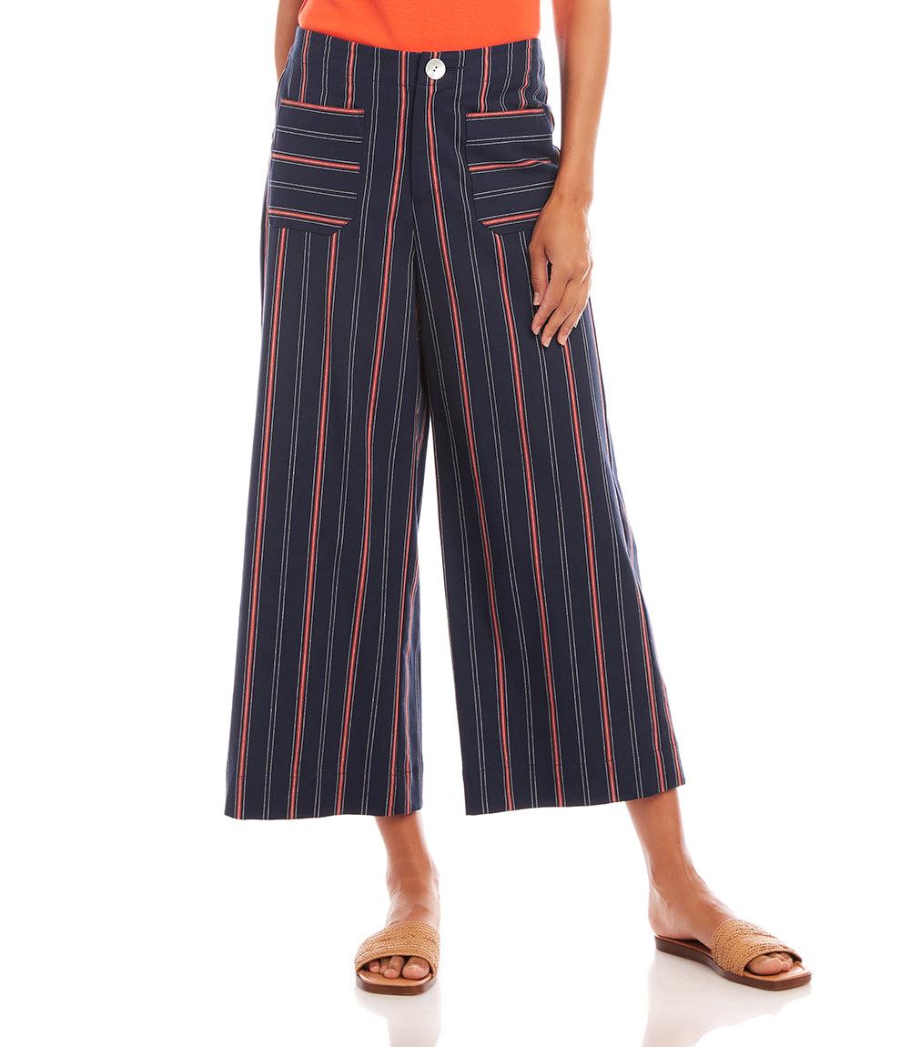 Striped Cropped Wide Leg Pant