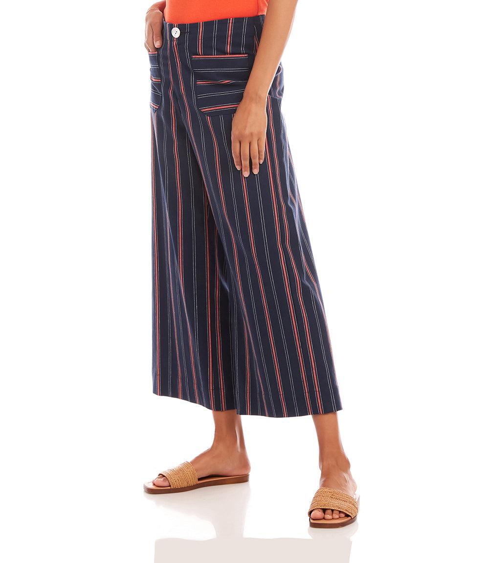 Striped Cropped Wide Leg Pant