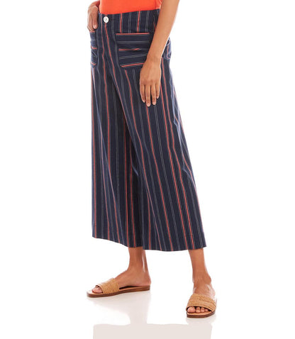 Striped Cropped Wide Leg Pant