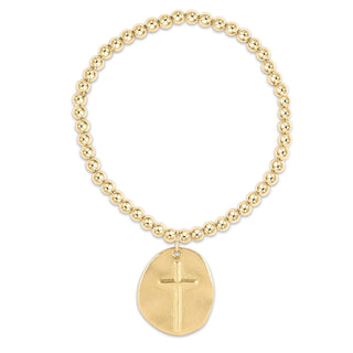 Classic Gold 4mm Bead Bracelet Inspire Gold Charm - Extends