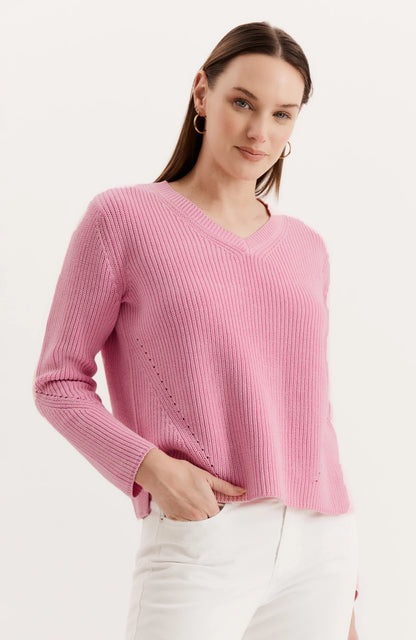 Cotton Mineral Wash V-neck Sweater