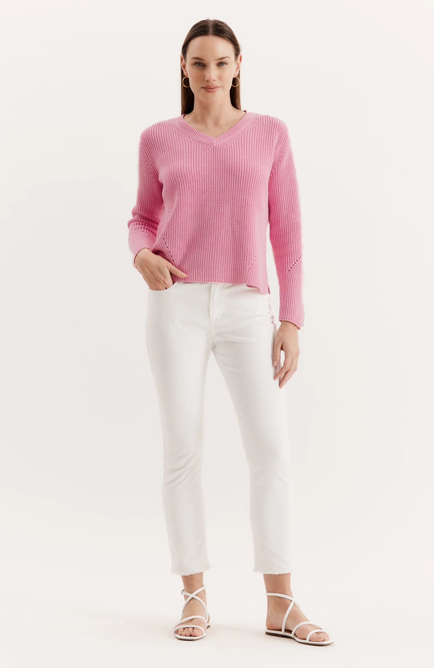 Cotton Mineral Wash V-neck Sweater