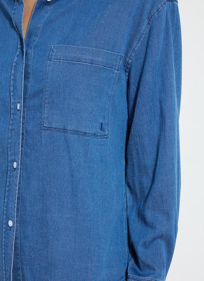 Bay Crop Chambray Shirt Mid Wash