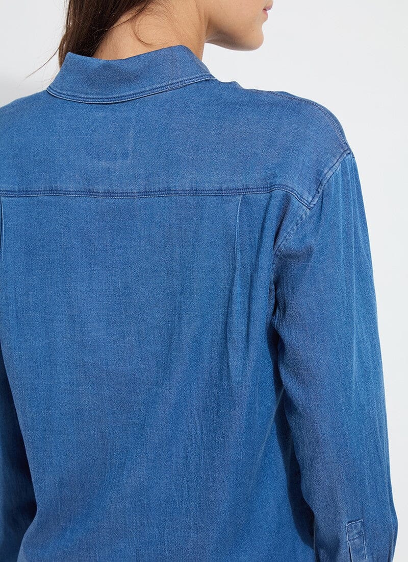 Bay Crop Chambray Shirt Mid Wash