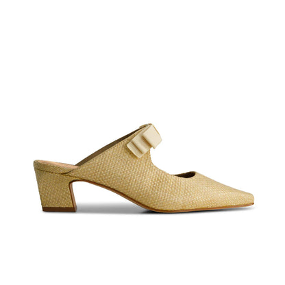 Astrid Heeled Raffia Mule