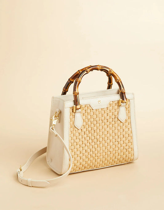 Bamboo Straw Satchel Pearl