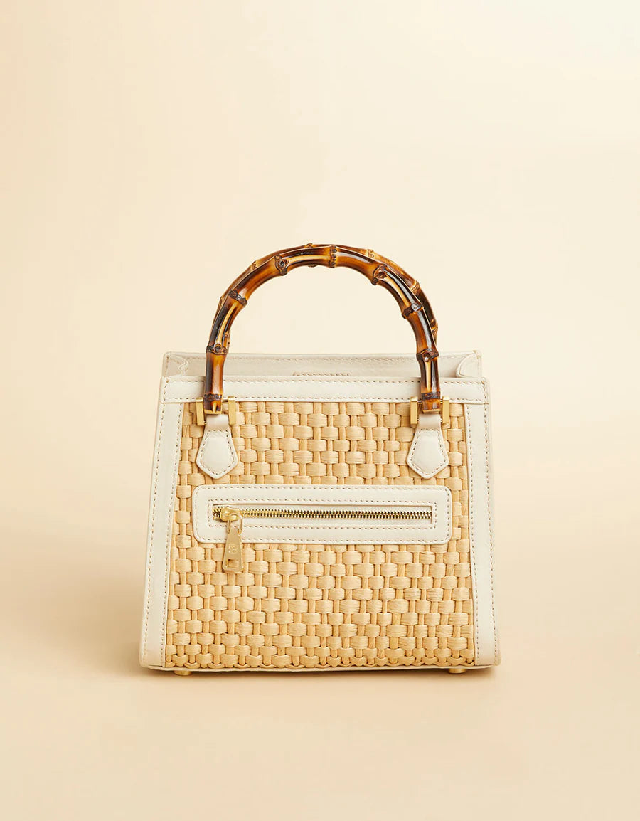 Bamboo Straw Satchel Pearl