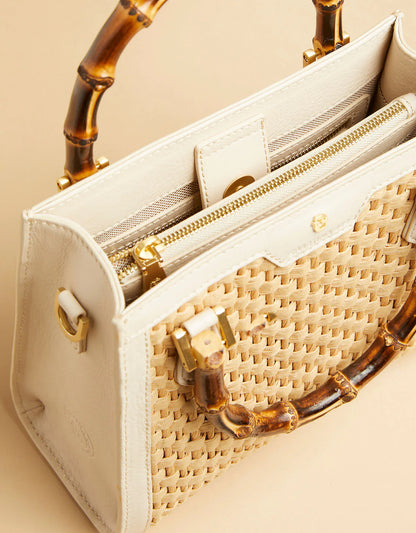 Bamboo Straw Satchel Pearl