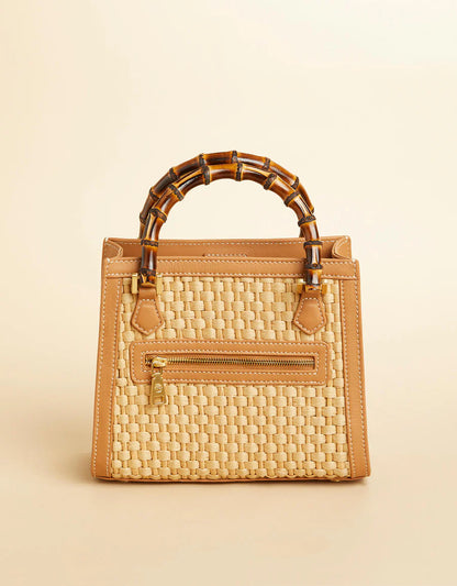 Bamboo Straw Satchel Pecan