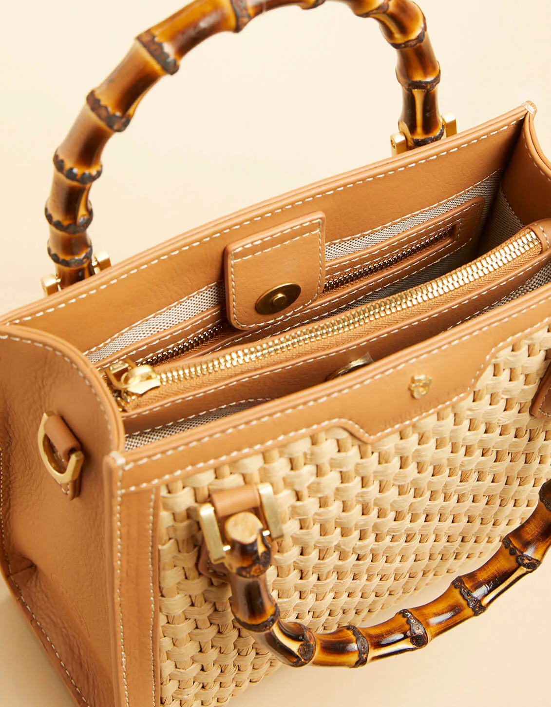 Bamboo Straw Satchel Pecan