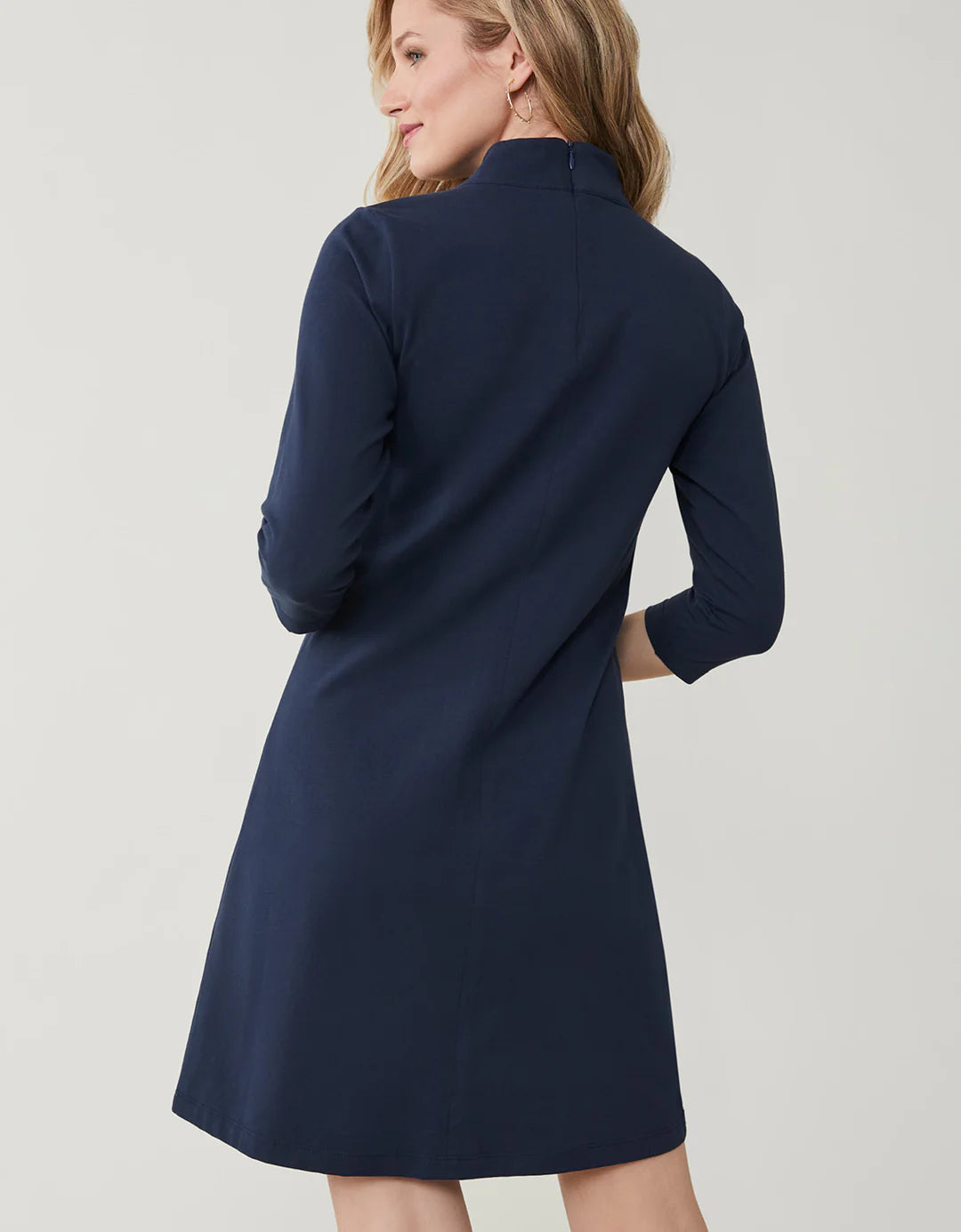 Naomi Mock-Neck Dress Slate Blue