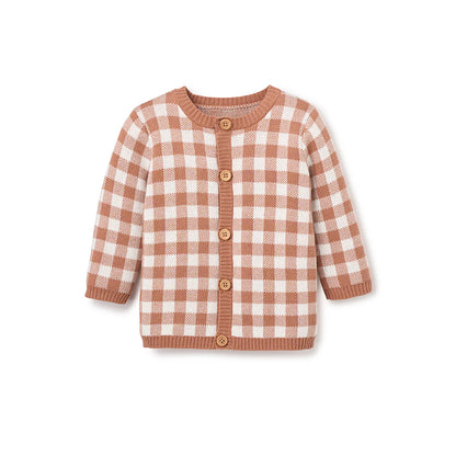 Rust Gingham Cardigan