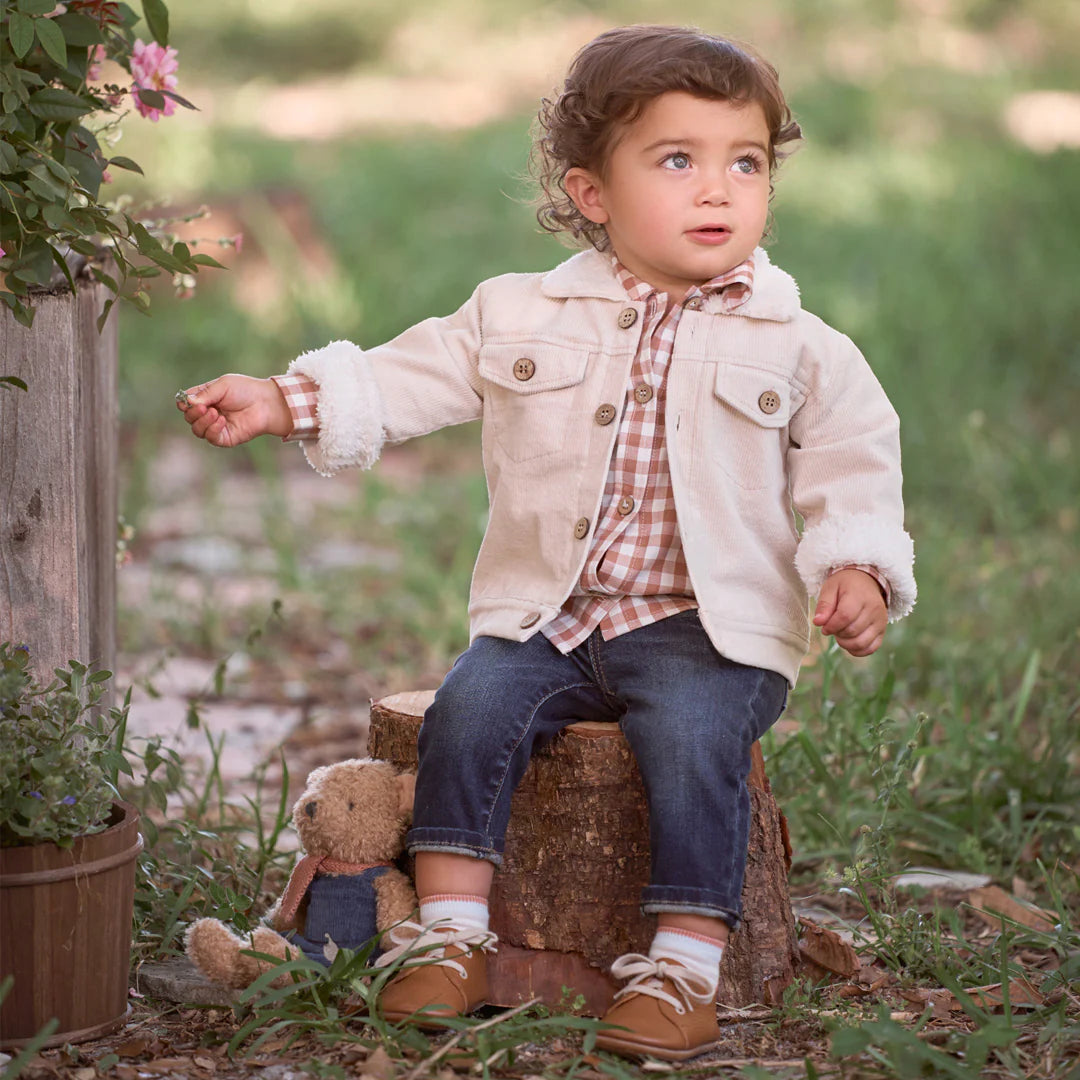 Cream Corduroy Jacket with Sherpa Collar