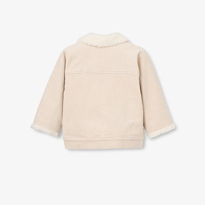 Cream Corduroy Jacket with Sherpa Collar