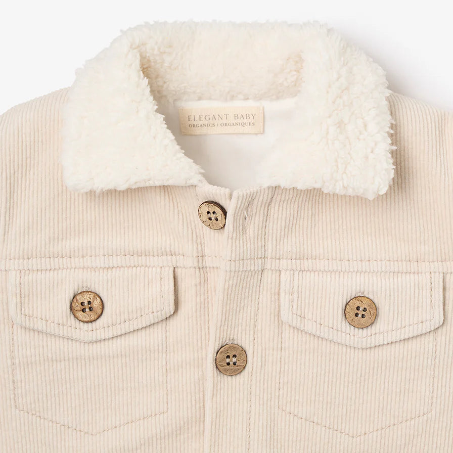 Cream Corduroy Jacket with Sherpa Collar