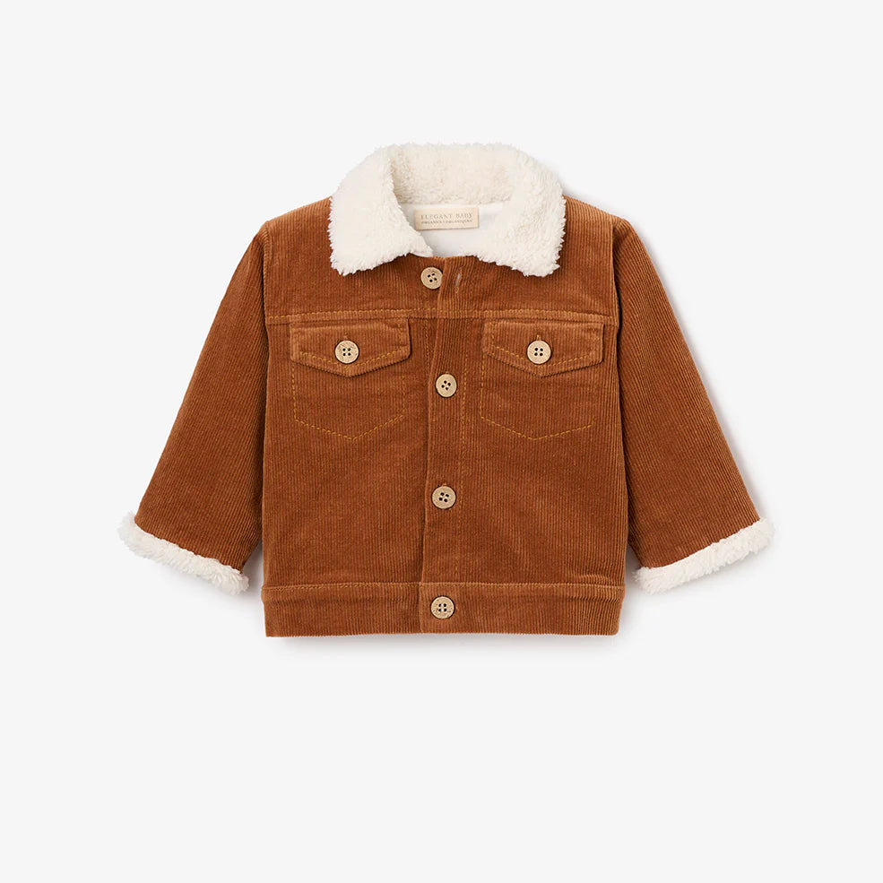 Rust Corduroy Jacket with Sherpa Collar