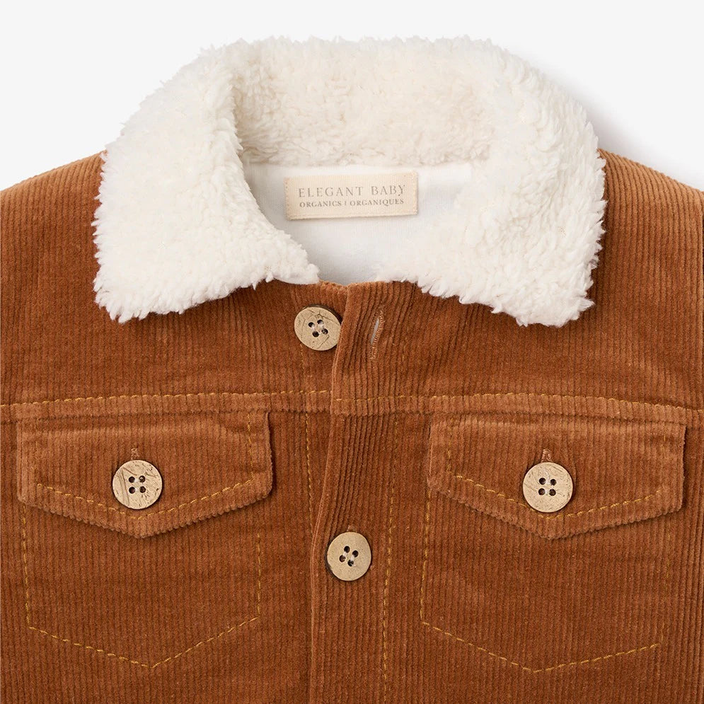 Rust Corduroy Jacket with Sherpa Collar