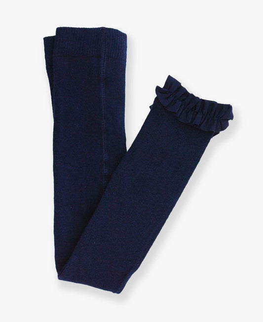 Footless Ruffled Tights - Dark Navy