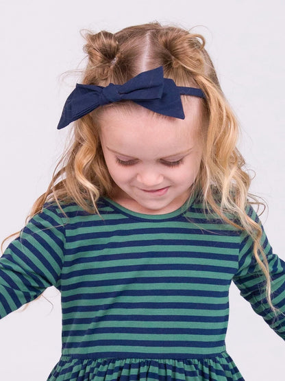 Skinny Big Bow Headband - Dark Navy