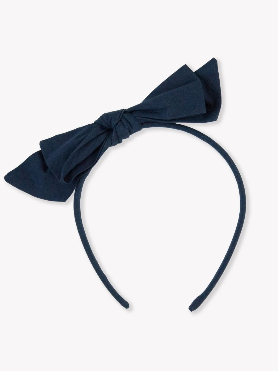 Skinny Big Bow Headband - Dark Navy