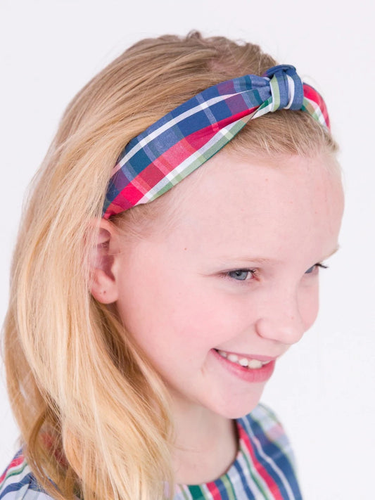 Knotted Headband - Prep School Plaid