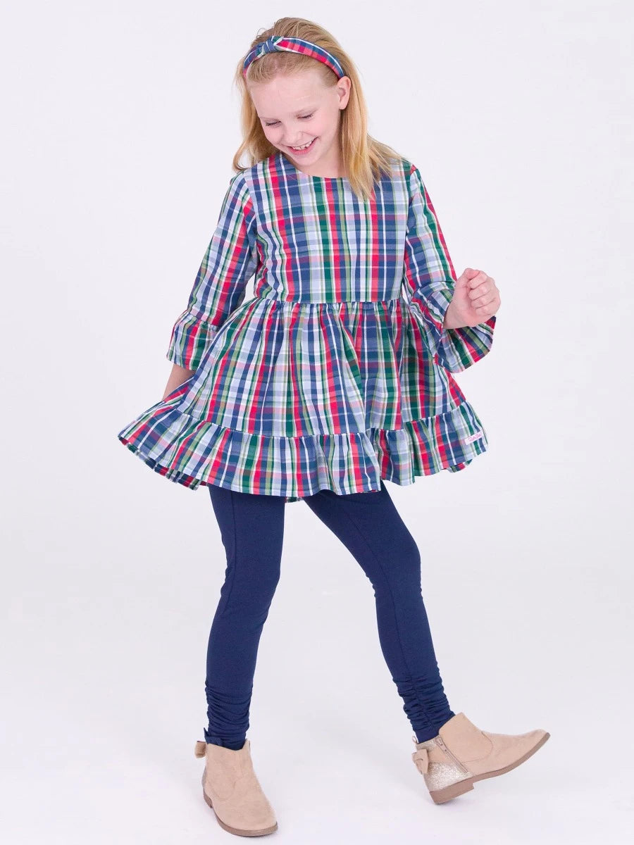 RuffleButts High Low Ruffle Tunic Prep School Plaid