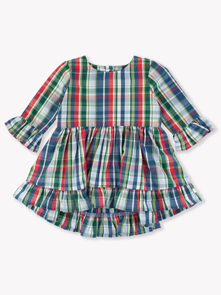 RuffleButts High Low Ruffle Tunic Prep School Plaid