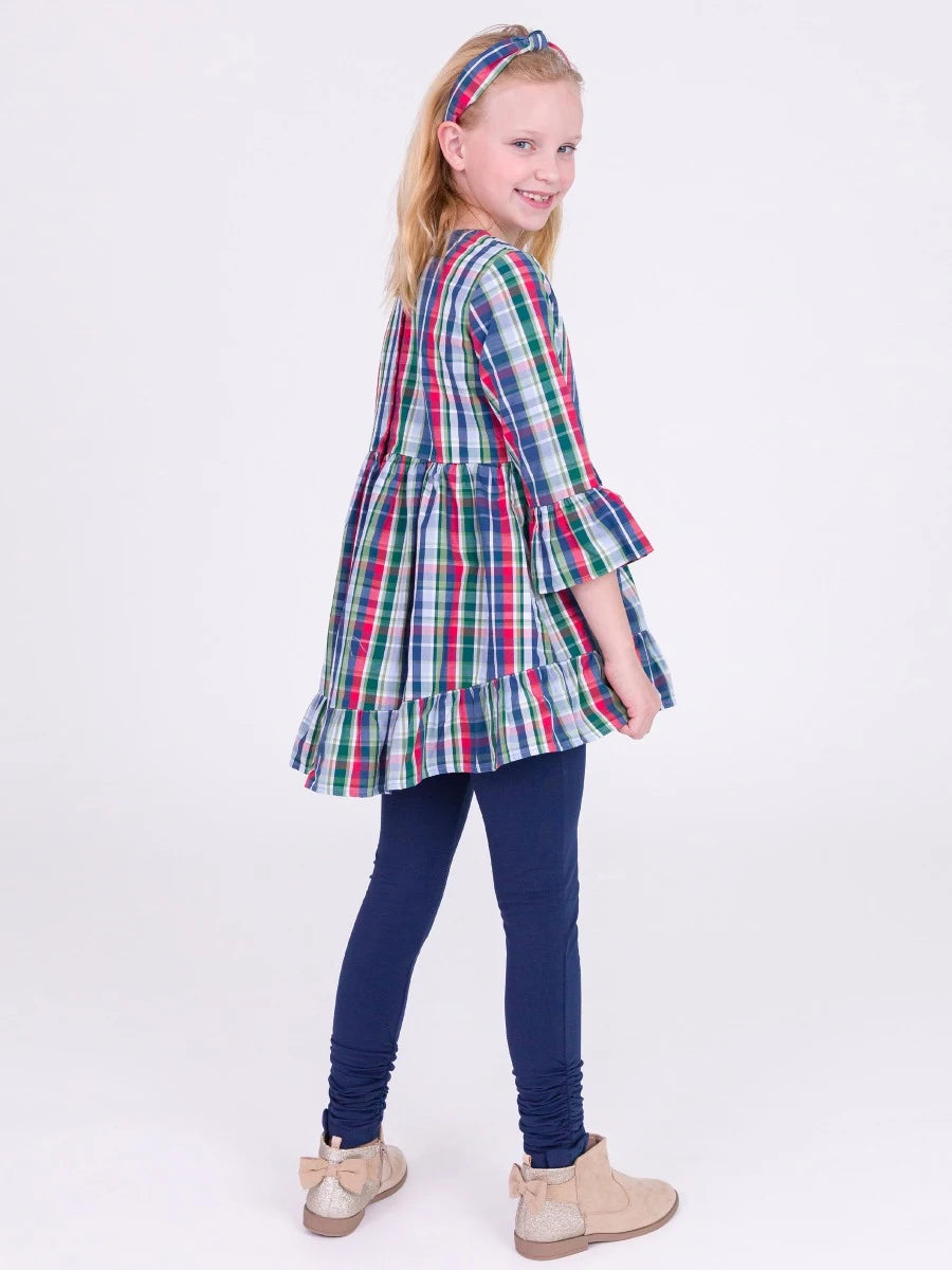 RuffleButts High Low Ruffle Tunic Prep School Plaid