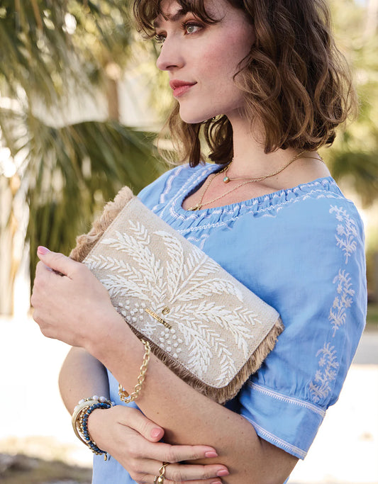 Clutch Crossbody Palm Raffia