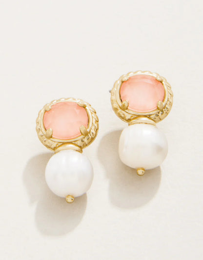 Karina Pearls Stud Earrings Peach