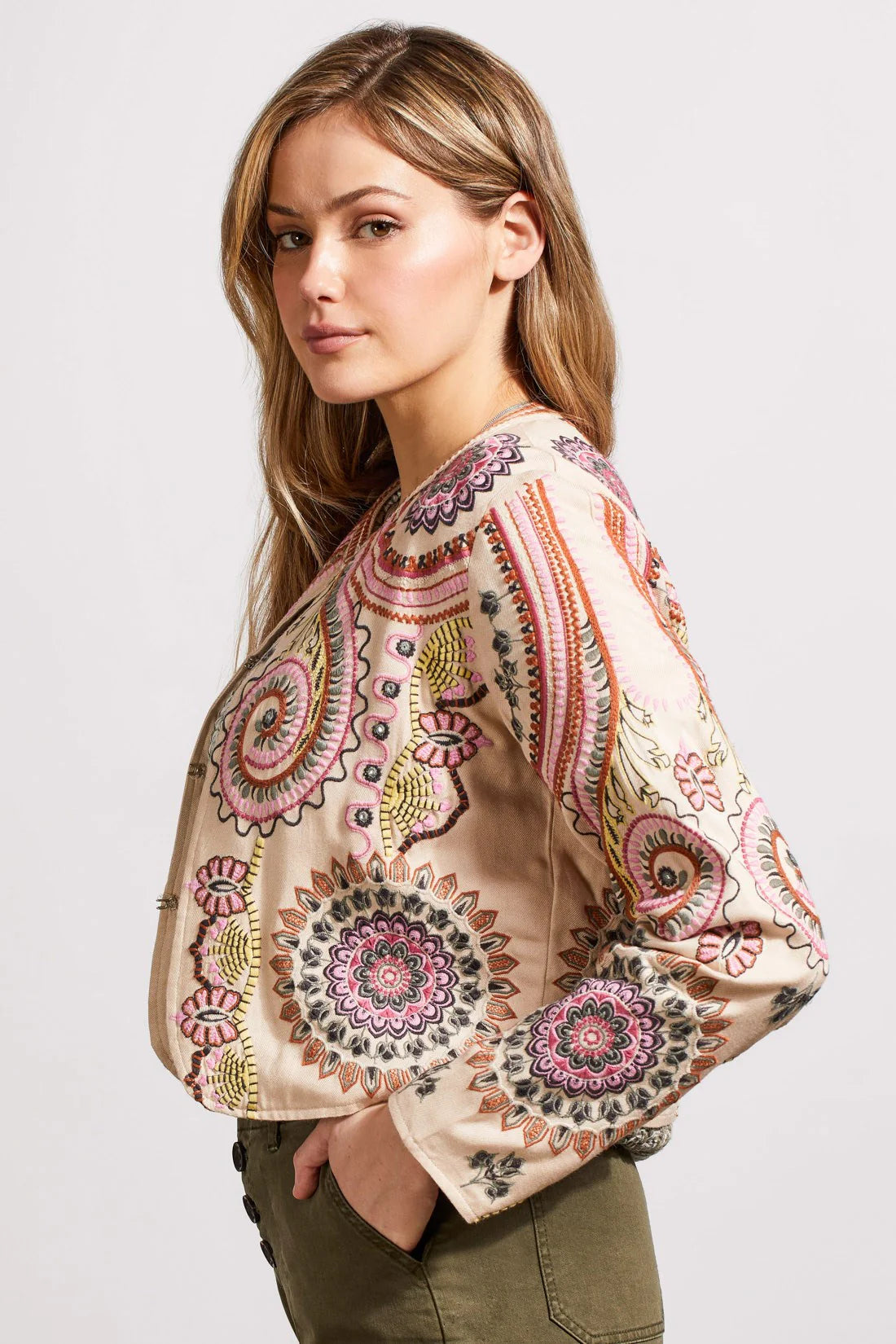 Tribal Embroidered Crop Jacket