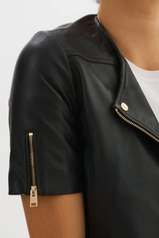 Kirsi Gold Leather Crop Jacket