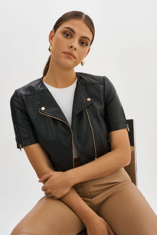 Kirsi Gold Leather Crop Jacket