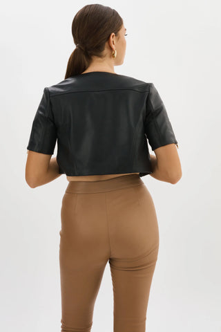 Kirsi Gold Leather Crop Jacket