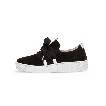 Soft Nubuk Black And White Ribbon Sneaker