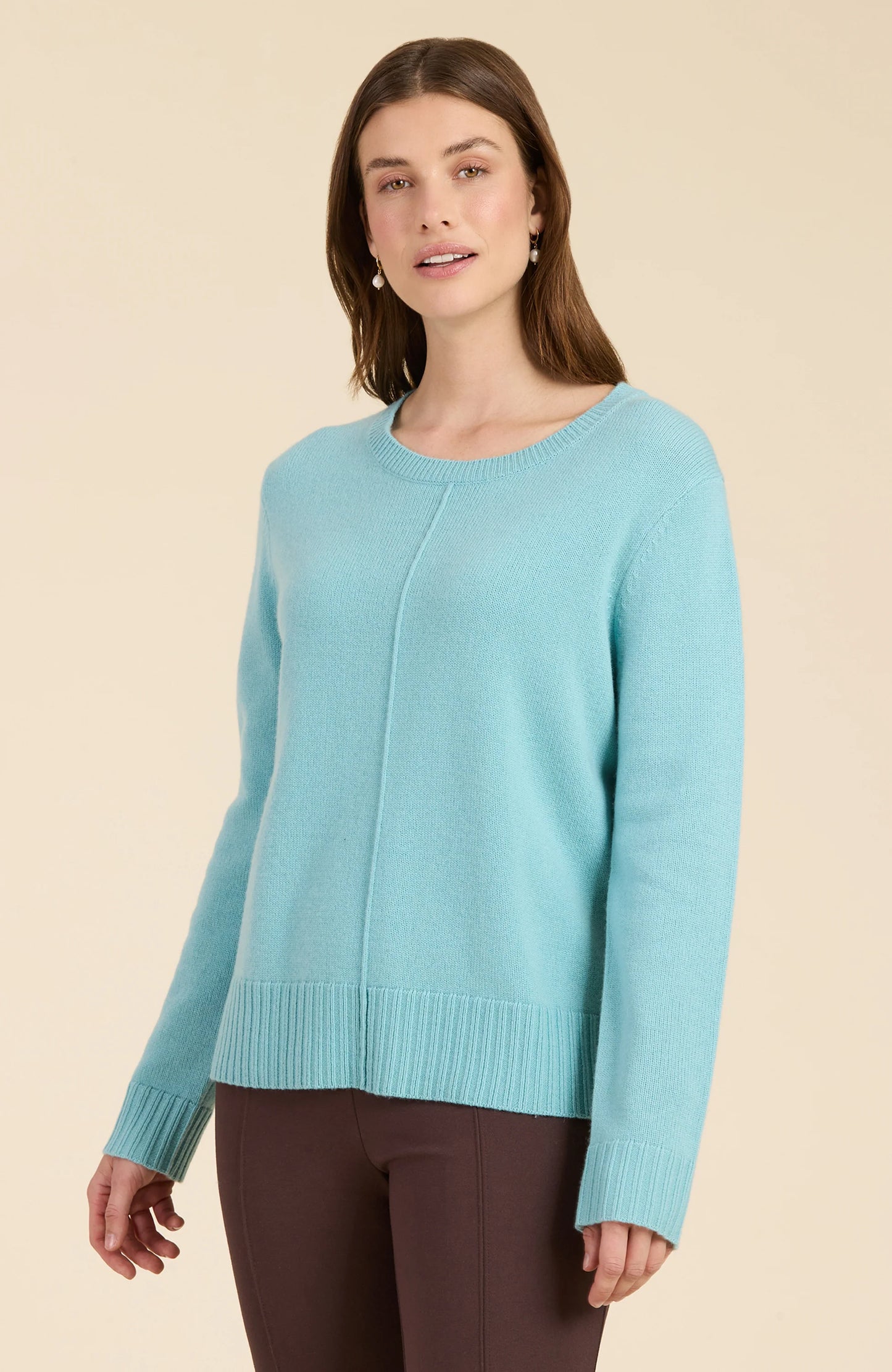 Cashmere Center Stitch Sweater Eucalyptus