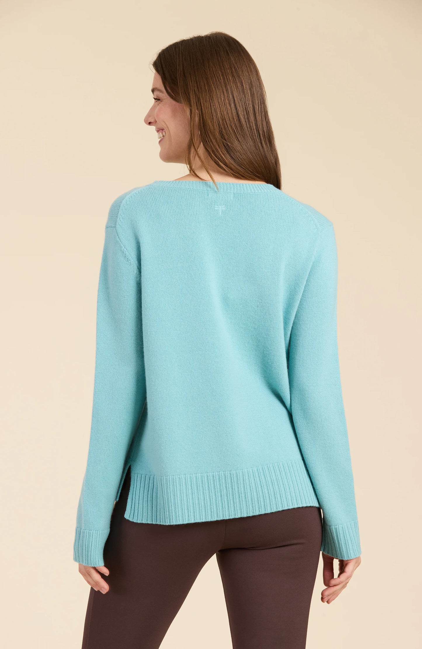 Cashmere Center Stitch Sweater Eucalyptus