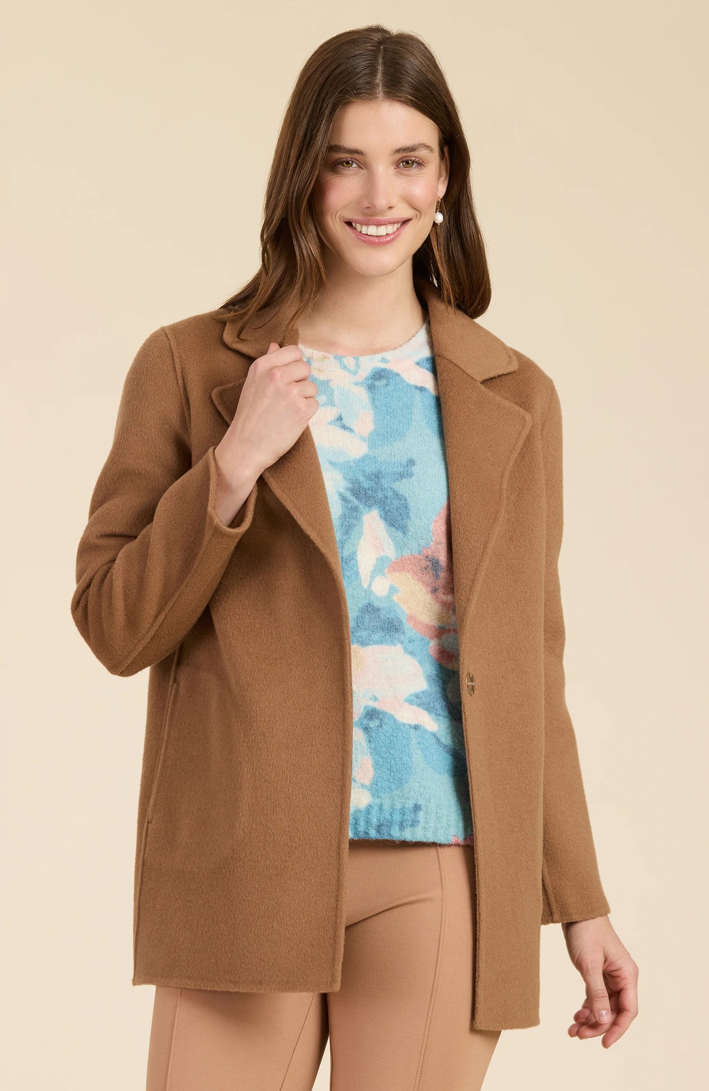 Shannon Solid Top Coat Camel