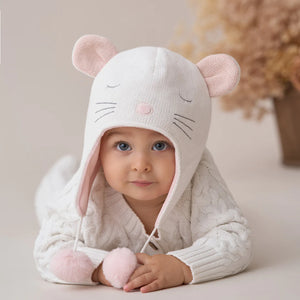 Elegant Baby Aviator Hat Whisper White Mouse