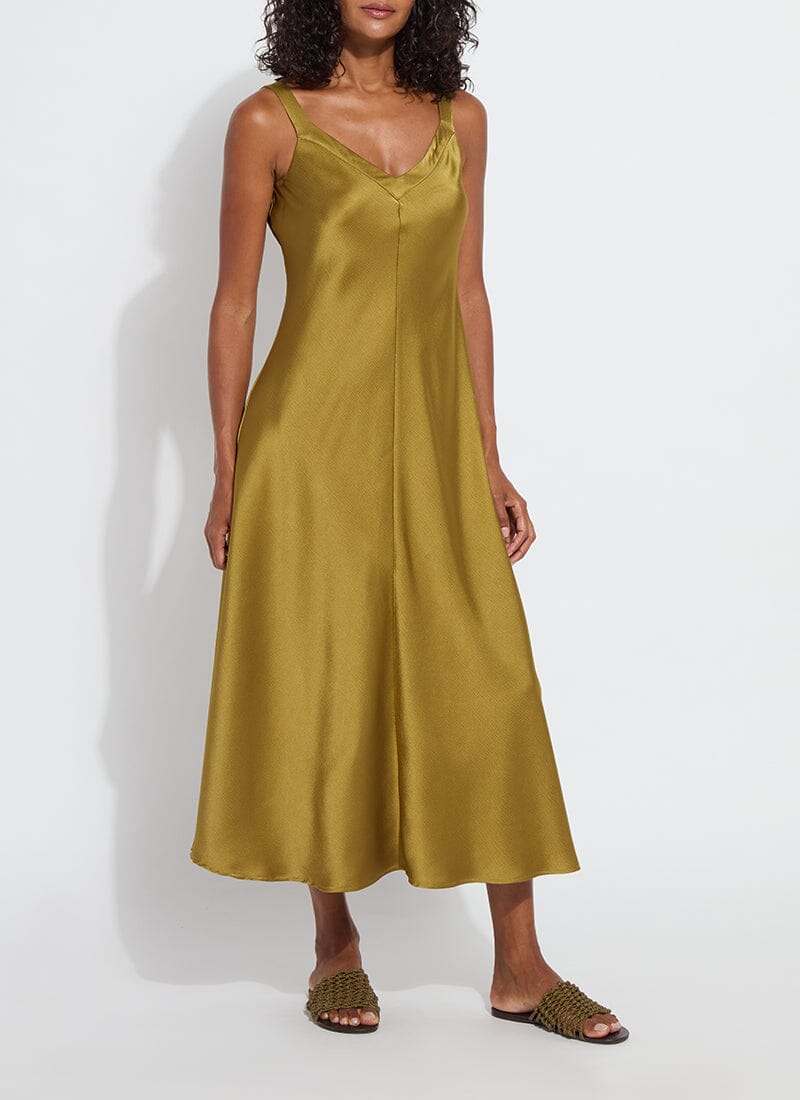 Gemma Silk Slip Dress Manzanilla