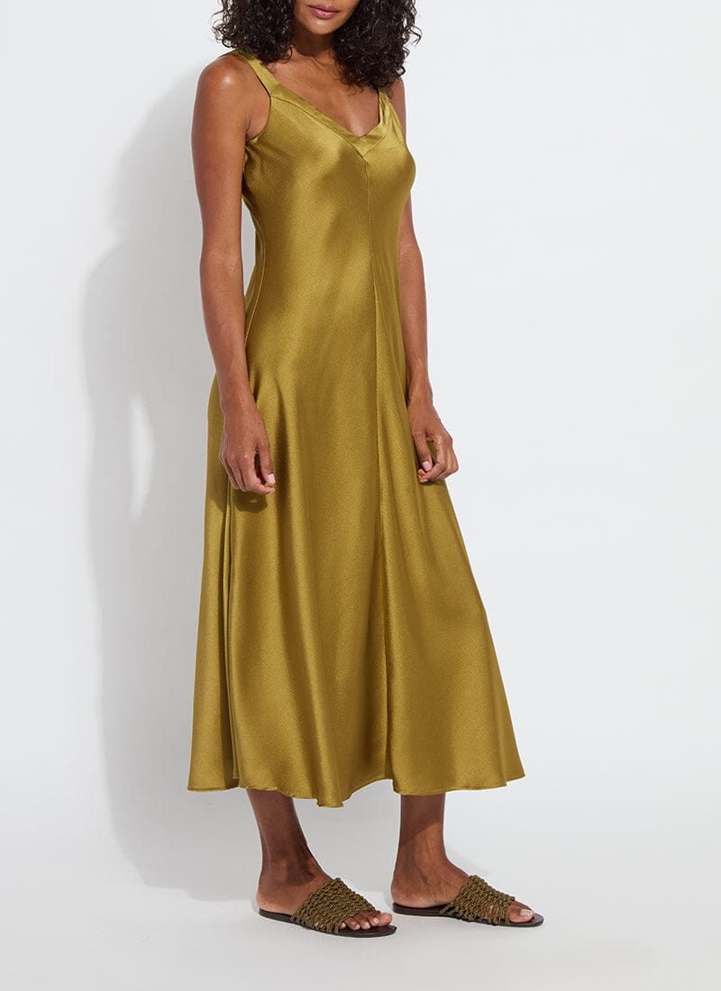 Gemma Silk Slip Dress Manzanilla