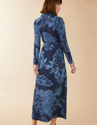 Iris Jersey Midi Dress Kalalanta Jacobean Navy