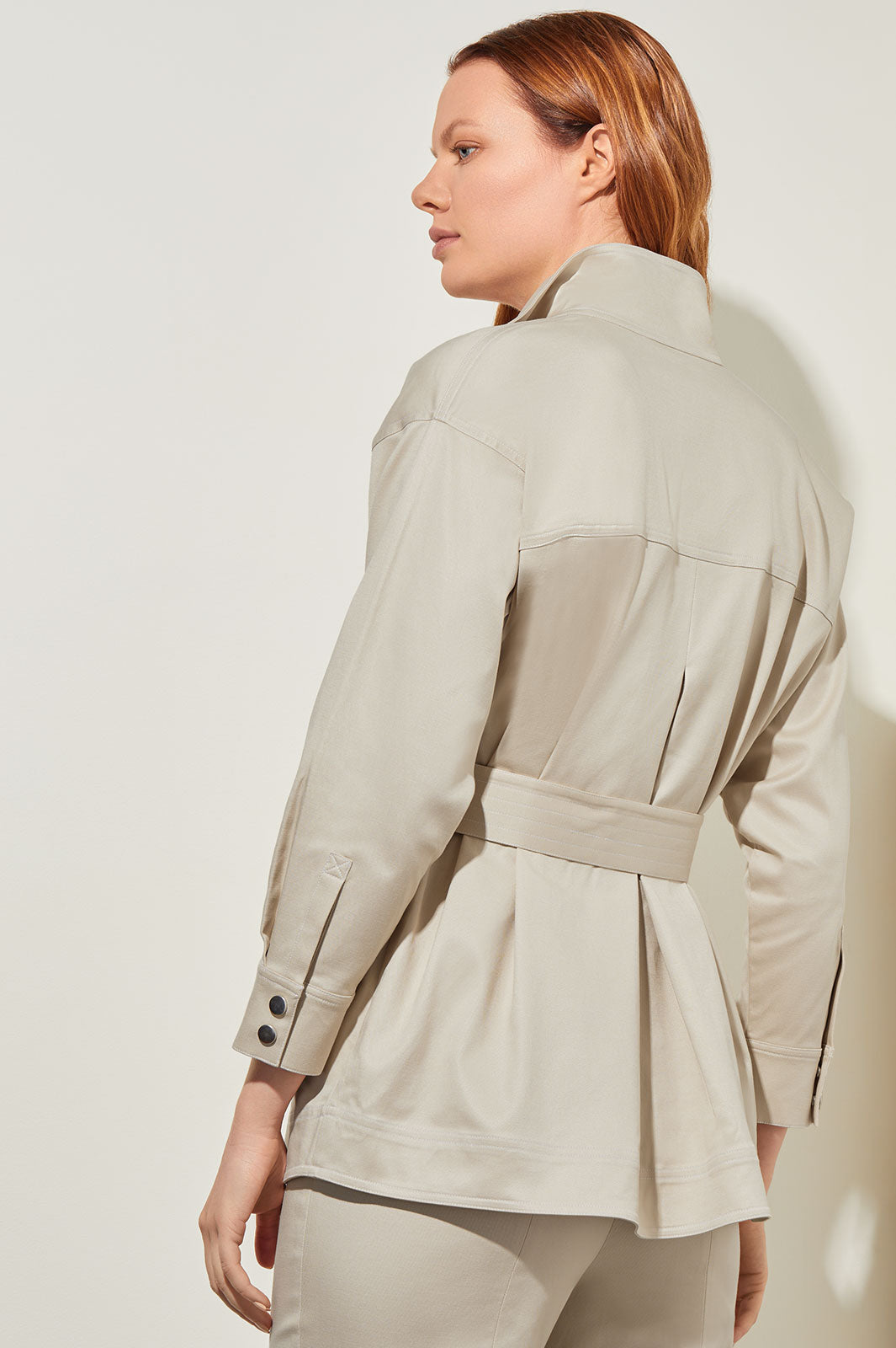 Ming Wang Belted Safari Jacket - Cotton Tencel