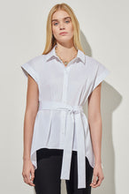 Load image into Gallery viewer, High-Low Shirt - Tie-Waist Stretch Cotton