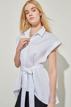 Load image into Gallery viewer, High-Low Shirt - Tie-Waist Stretch Cotton