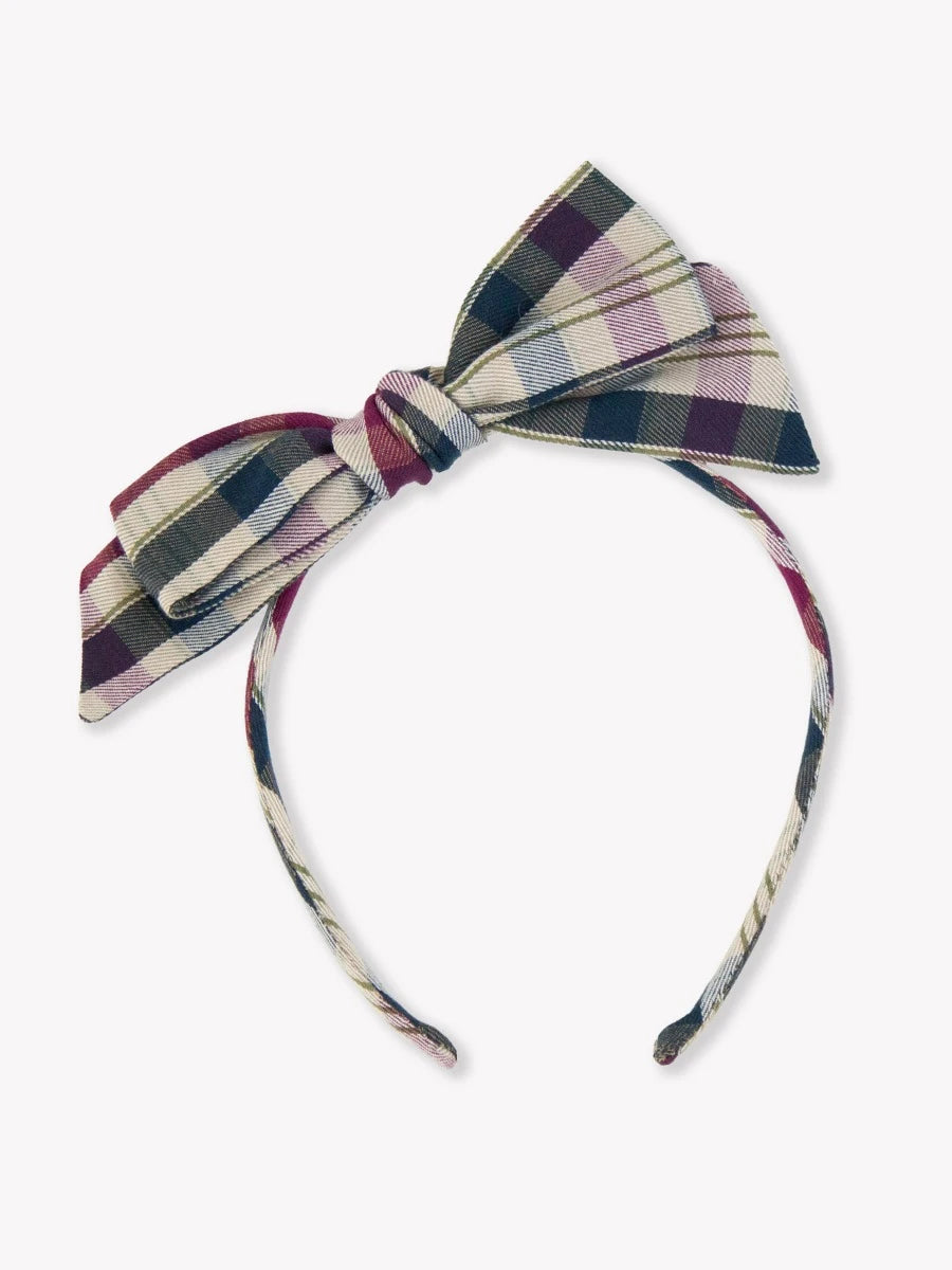 Rowan Plaid Skinny Big Bow Headband