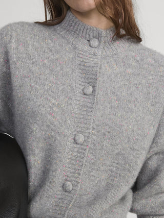 The Cashmere Fleck Cardi Silver